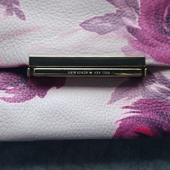 Kate Spade Emerson Place Roses Lenia Leather Shoulder Bag In Plum Dawn - Picture 4 of 13